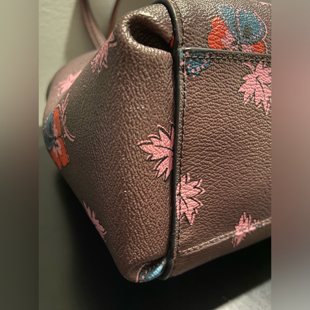 GUC COACH Mini Christie Carryall & Matching Wallet Set Wildflower Print Oxblood - Picture 8 of 15